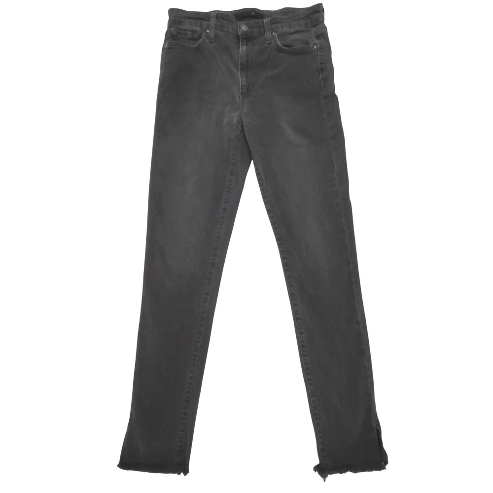 Joe's Jeans Faded Black High Rise Frayed Split Ankle Skinny Stretch Jeans 27